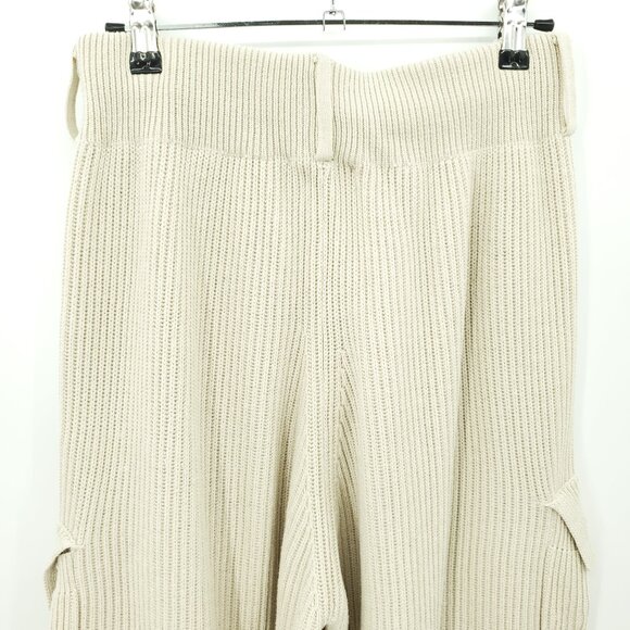 House Of CB Mckenzie Ribbed Wide Leg Utility Trousers M Oatmeal/Khaki/Natural - Picture 11 of 16